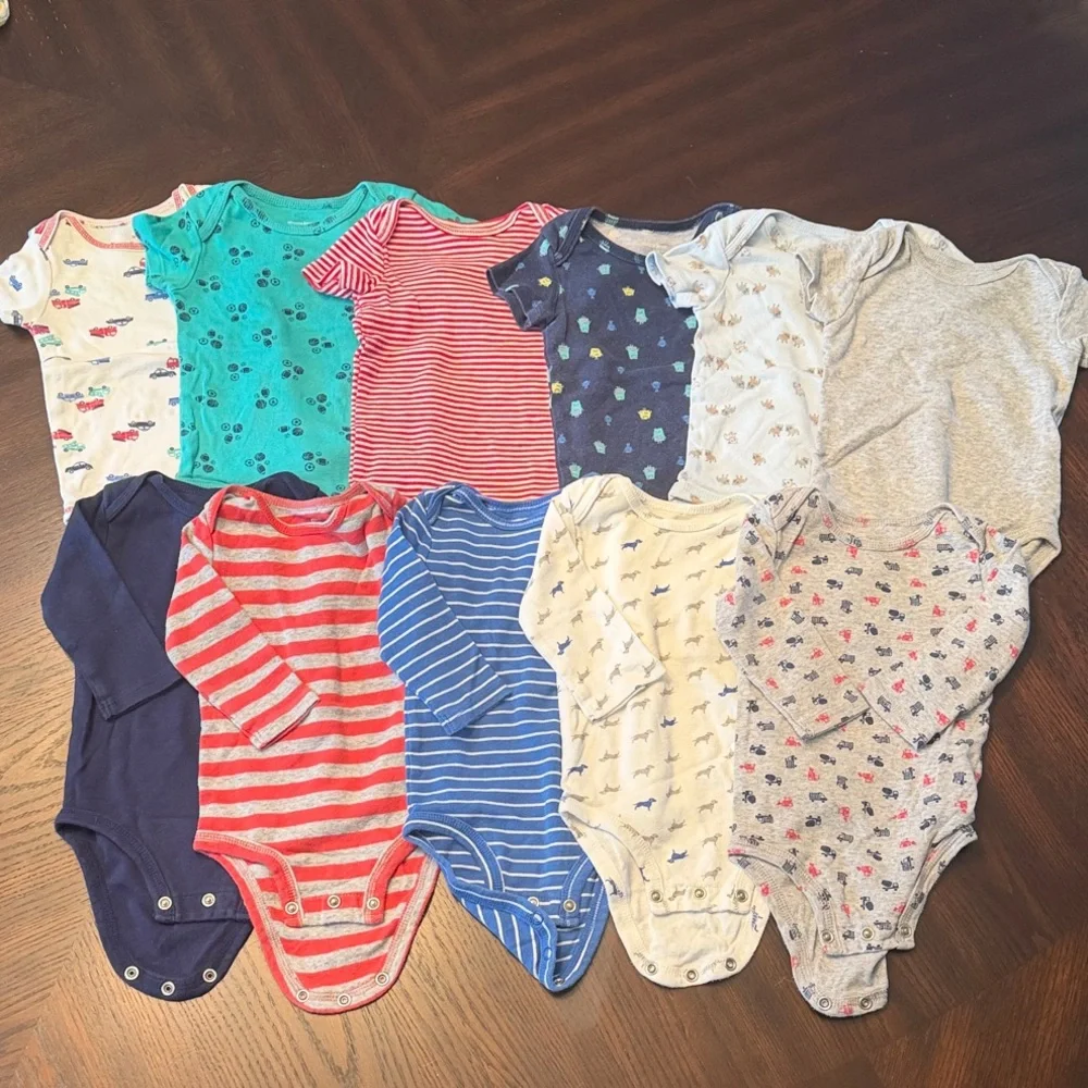 11Pc Carter’s Baby Boy Onesie Bundle 3-6M Cotton Bodysuit Lot